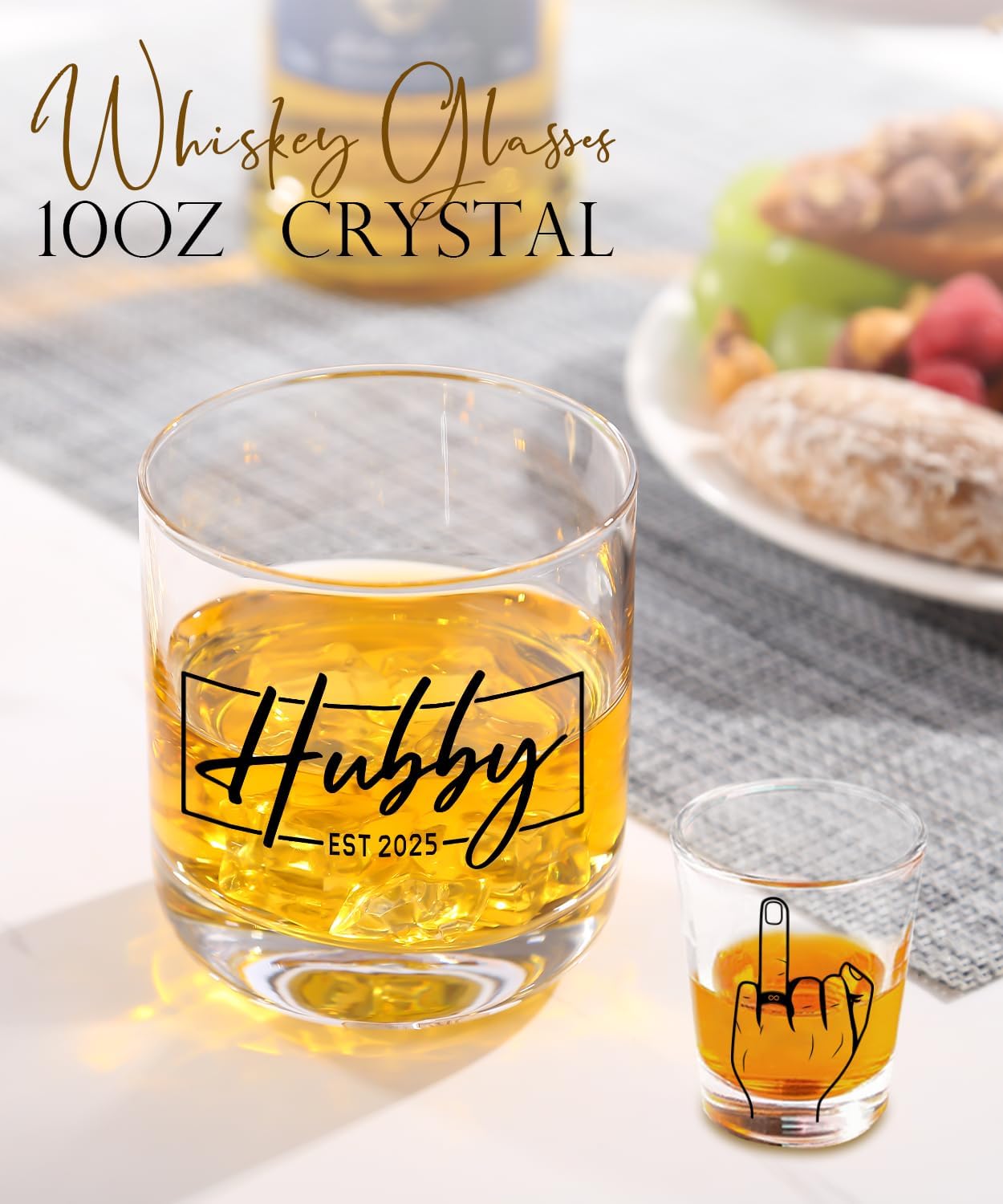 Wedding Gifts 2025 -Hubby & Wifey Wine&Whiskey Glass Set,Mr and Mrs Gifts – Anniversary Wedding Gift for Couple,Unique Bridal Shower Gift,Bride and Groom Shot Glasses