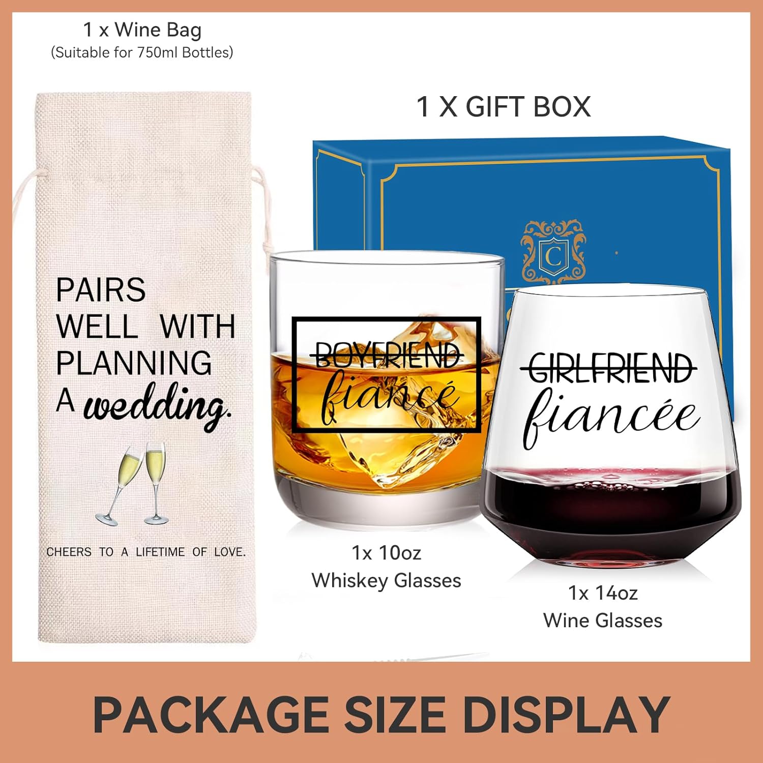 Engagement gifts for couples gifts for Newly Engaged,2025 Engagement present for Her Fiance Fiancee wine glasses for Women,Mr Mrs Gifts engaged gifts for Bridal,Women Engagement Gifts