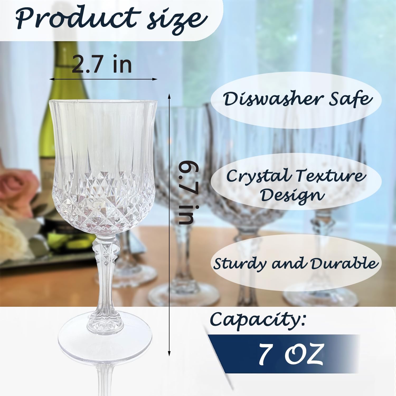 Plastic Wine GlassesPlastic Goblets Vintage Style Cordial Drinking Glasses for Wedding Reception, Grand Event Party Supplies (24, transparent)