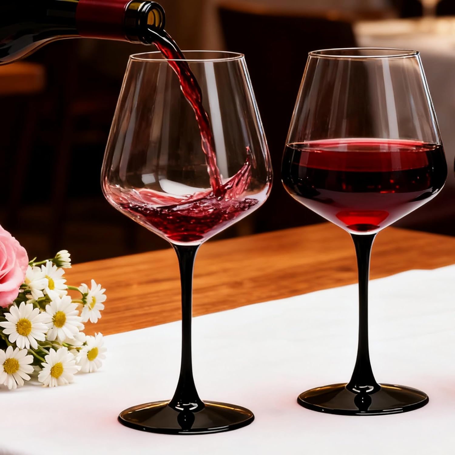 Red Wine Glasses Set of 6, 20 oz Large Clear Burgundy Wine Glasses With Long Stem, Premium Crystal Wine Glass, Unique Gift for Wedding, Anniversary, Mothers Day