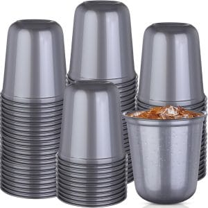 100 Pcs Disposable Stemless Glasses Plastic Wine Glasses Classic PET Drinking Cup Bulk for Meeting Weddings Birthday Cocktail Christmas Party Supplies (Silvery, 12, ounces)