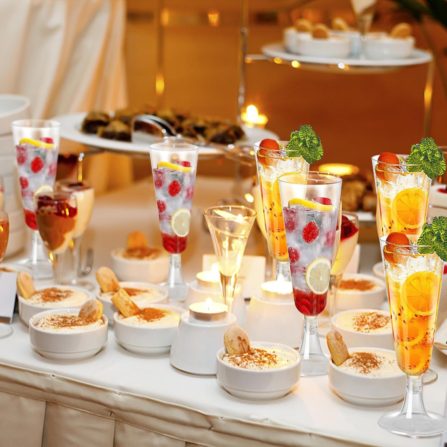 SUREHOME Plastic Champagne Flutes 40 Pack Disposable Champagne Glasses 5oz Clear Plastic Mimosa Glasses Wedding Cocktail Cups Bulk for New Years Eve Party Supplies 2025 Engagement Birthday Decorations