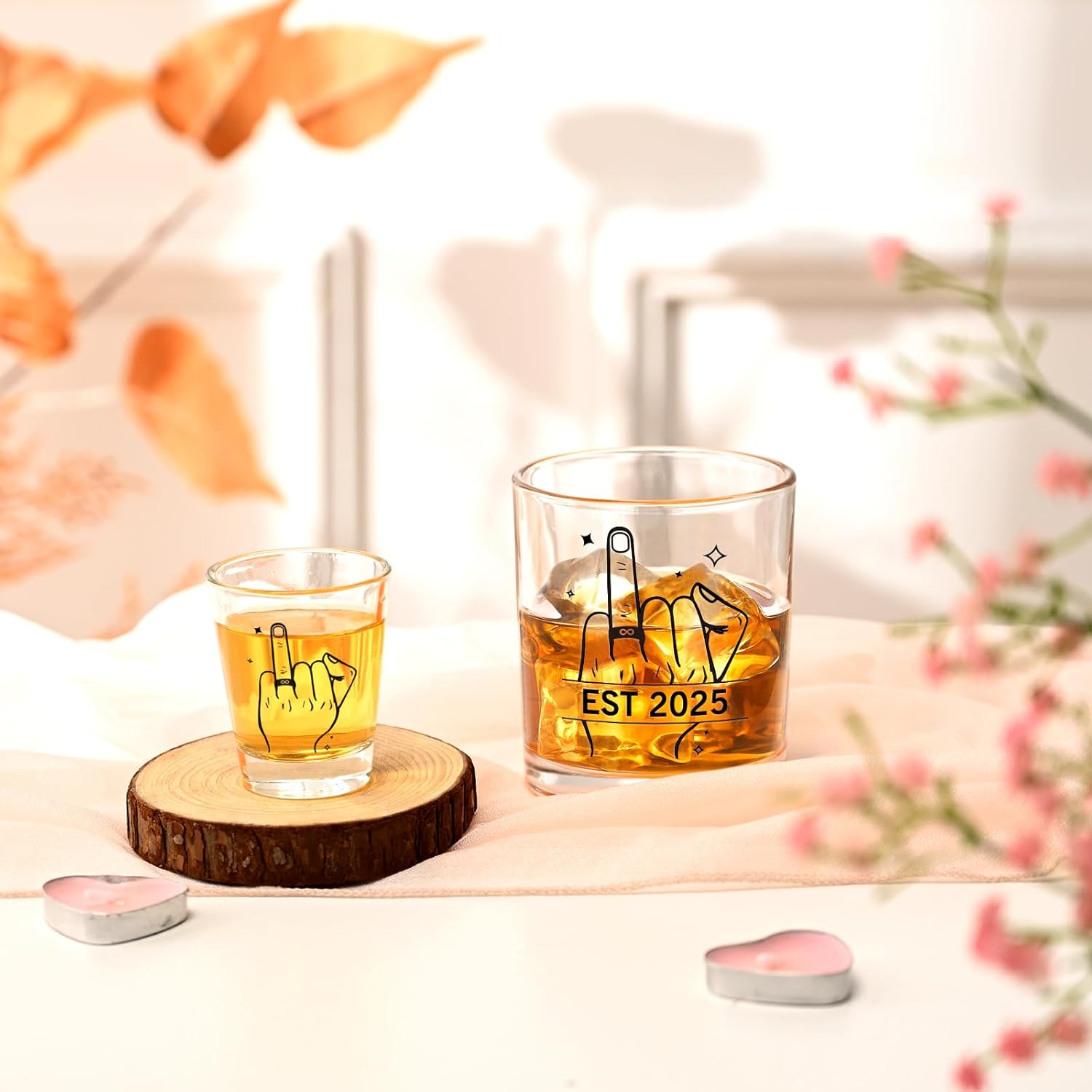 Futtumy Ring Finger Est 2025 Wine Glasses Set of 4, Wedding Gifts for Couples, Bridal Shower Gifts, Engagement Gift for Couples Bride Groom Mr. Mrs. His Hers Bride To Be