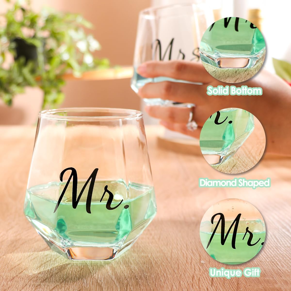 Mr and Mrs Wine Glasses Wedding Gifts,Wedding Glasses for Bride and Groom,Bride and Groom Champagne Glasses Engagement Gift, Wine Glasses for Anniversary His and Hers Gifts
