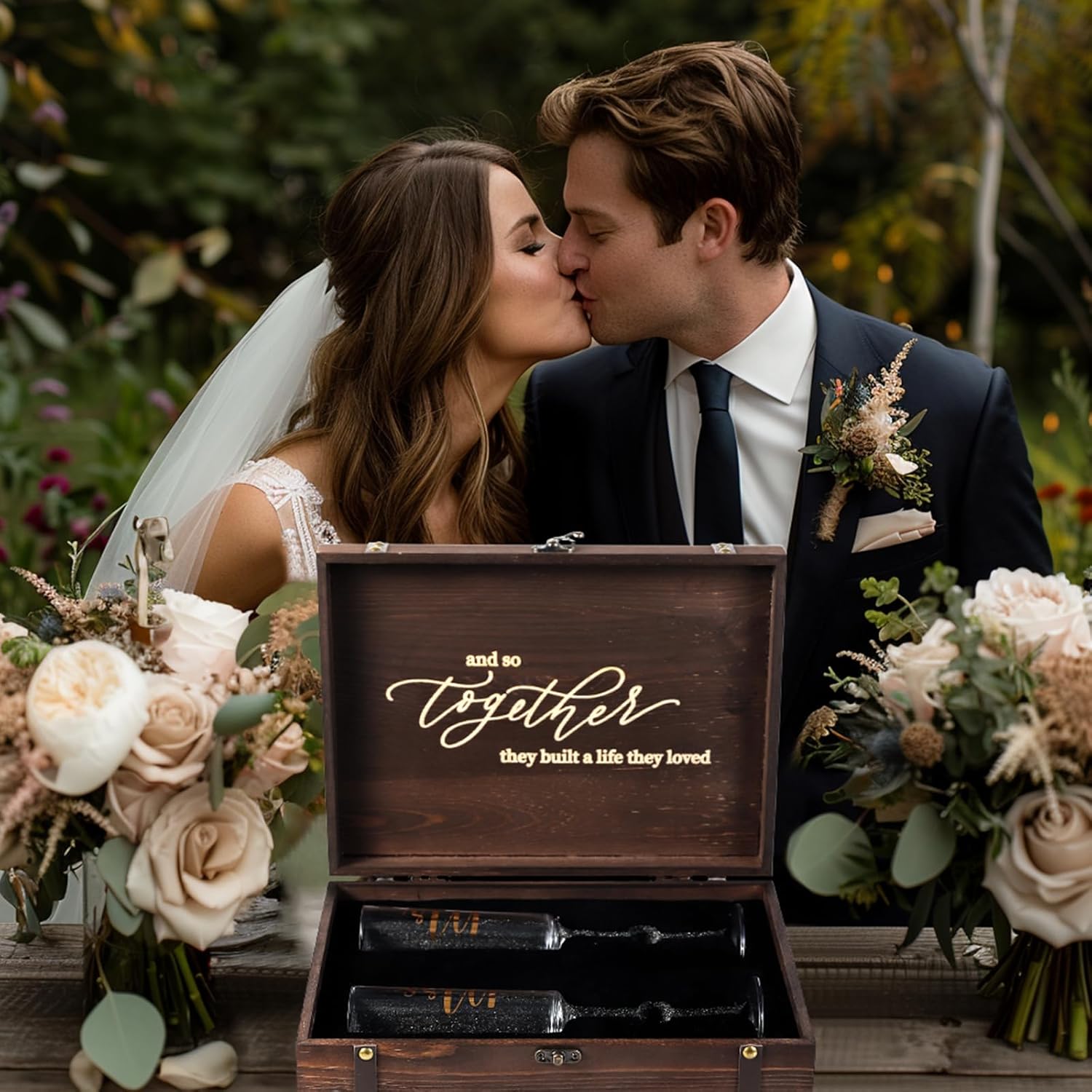 Physkoa Wedding Champagne Flutes-Toasting Mr and Mrs Champagne Glasses with Keepsake Box Bride and Groom Champagne Glasses