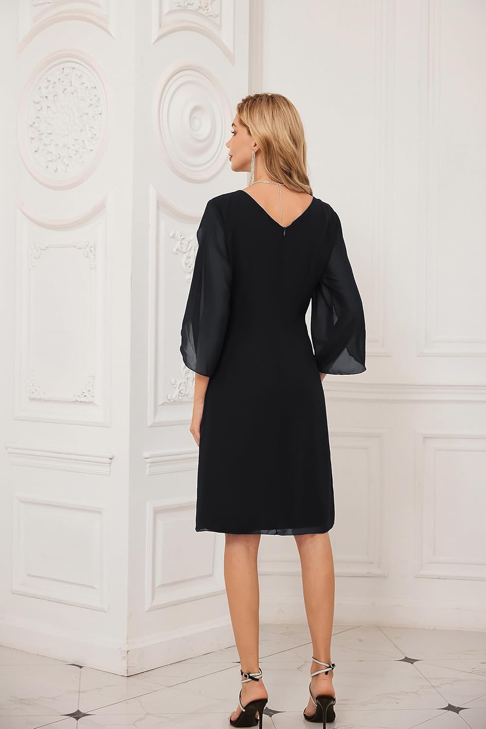 GRACE KARIN Womens Chiffon Dresses Flutter Sleeve Party Wedding Cocktail Dress Size 8-20