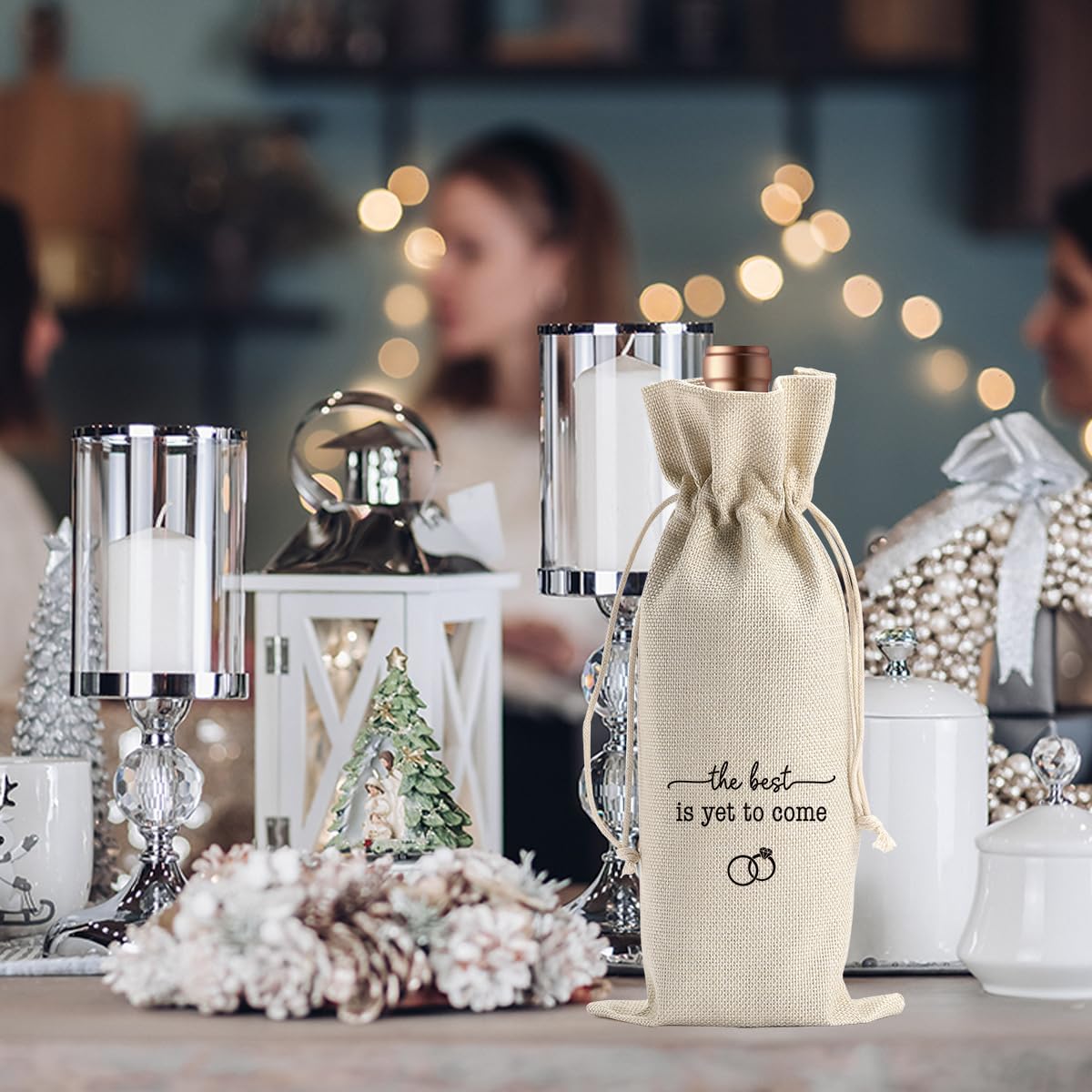 Engagement Wine Gift Bag Wedding Engaged Gifts for Newlyweds Couple Women Men Bridal Shower Gifts for Bride and Groom Pairs Well with Wedding Planning The Best Is Yet to Come Wine Bags