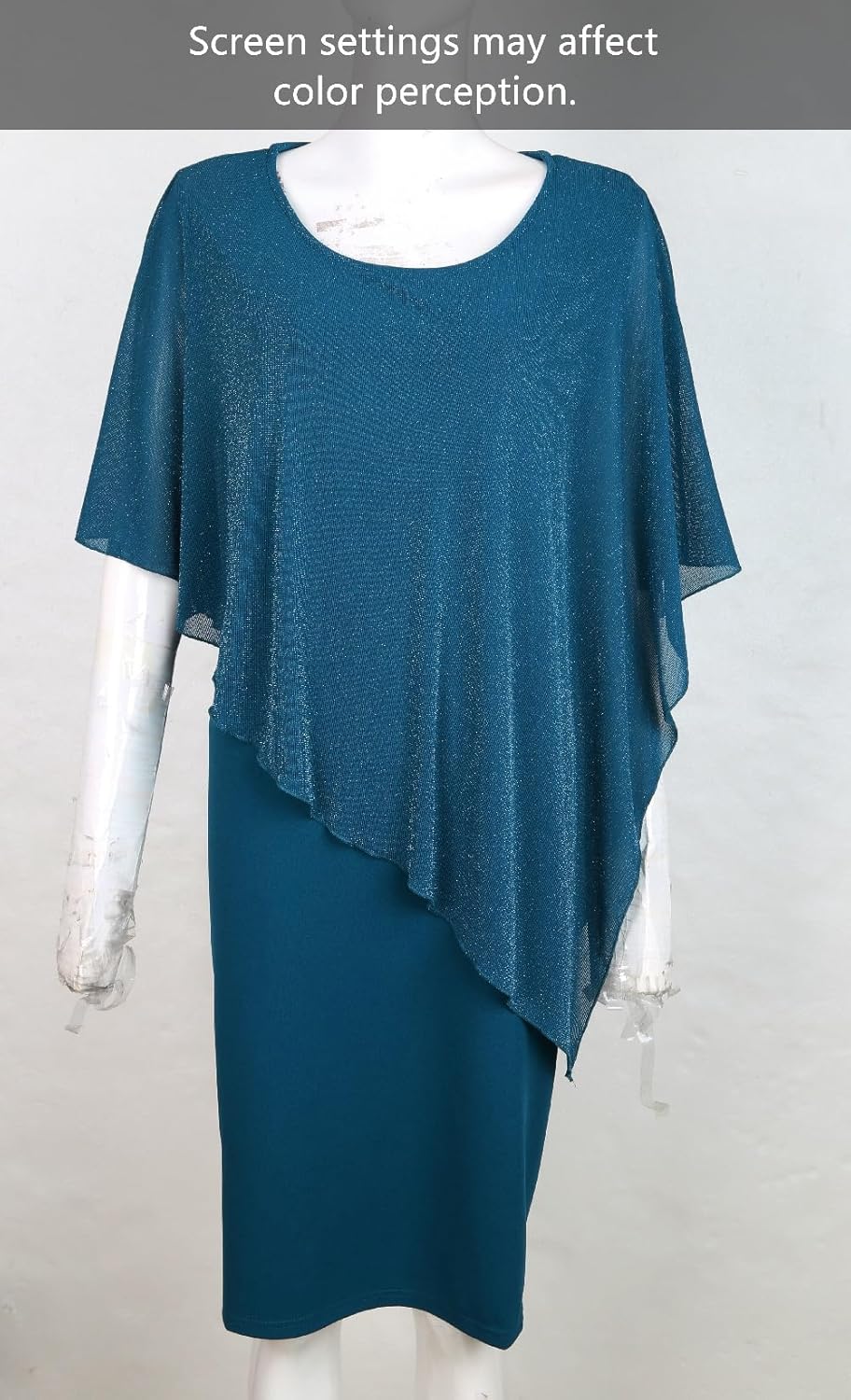 SeSe Code Women’s Mesh Cape Overlay Bodycon Knee Length Pencil Dress for Wedding Guest