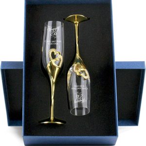 Custom Wedding Champagne Flutes For Bride And Groom, Personalized Delux Rhinestone Rimmed Heart Decoration For Wedding, Personalized Wedding Champagne Flutes