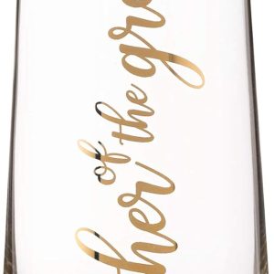 Lillian Rose Mother of Groom Stemless Champagne Wedding Toasting Glass, 2x2x5.75, Gold (G116 MG)