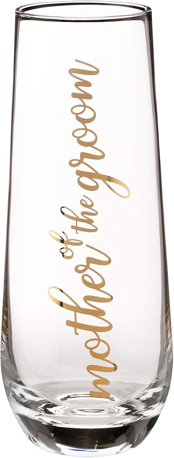Lillian Rose Mother of Groom Stemless Champagne Wedding Toasting Glass, 2x2x5.75, Gold (G116 MG)