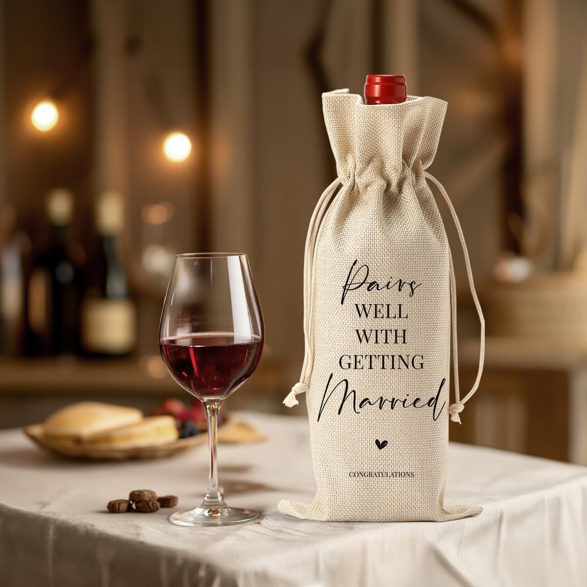 Wedding Gifts for Bride and Couple – Bridal Shower, Honeymoon, Bachelorette Party Wine Bag for Women, Men, Friend, Niece – Mrs Gift for Wine Bottles