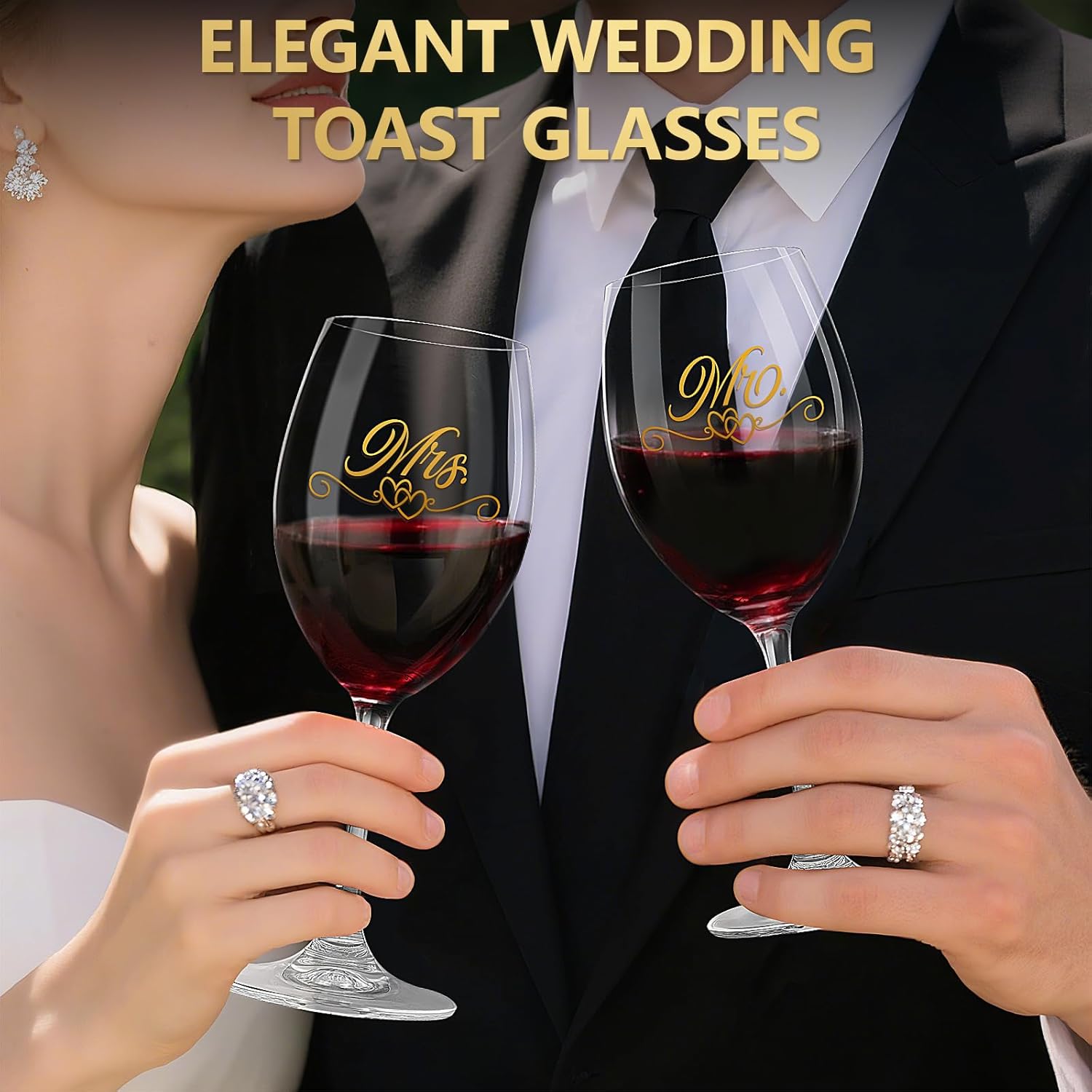 Bridal Shower Gifts Wedding Gifts Engagement Gift for Couples Newlyweds,Mr and Mrs Wine Glass Set,Wedding Glasses for Bride and Groom