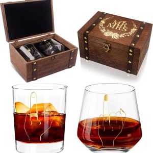 Melonva Wedding Keepsake Box With Gold Wine Glasses - Engagement Gifts for Couples 2024 - Memory Box for Newly Engaged Fiance (Rings), Normal