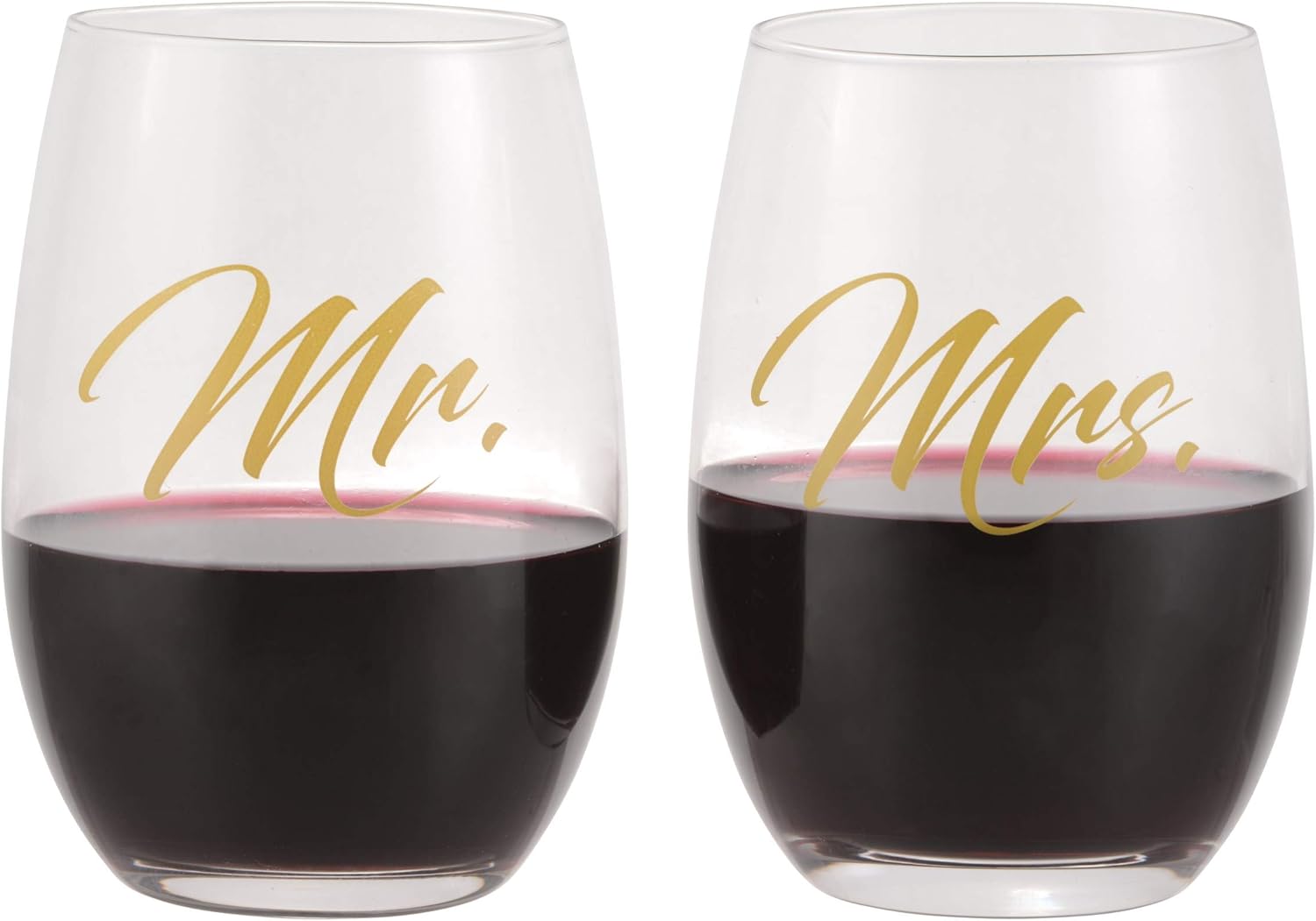 LUXLOVE – Mr. and Mrs. Tumbler Wine Glasses Set for Couples. Includes a Mr. and Mrs. Wine Stopper and Gift Box. A Great Gift For Weddings, Bridal Shower, Engagement, or Anniversary.