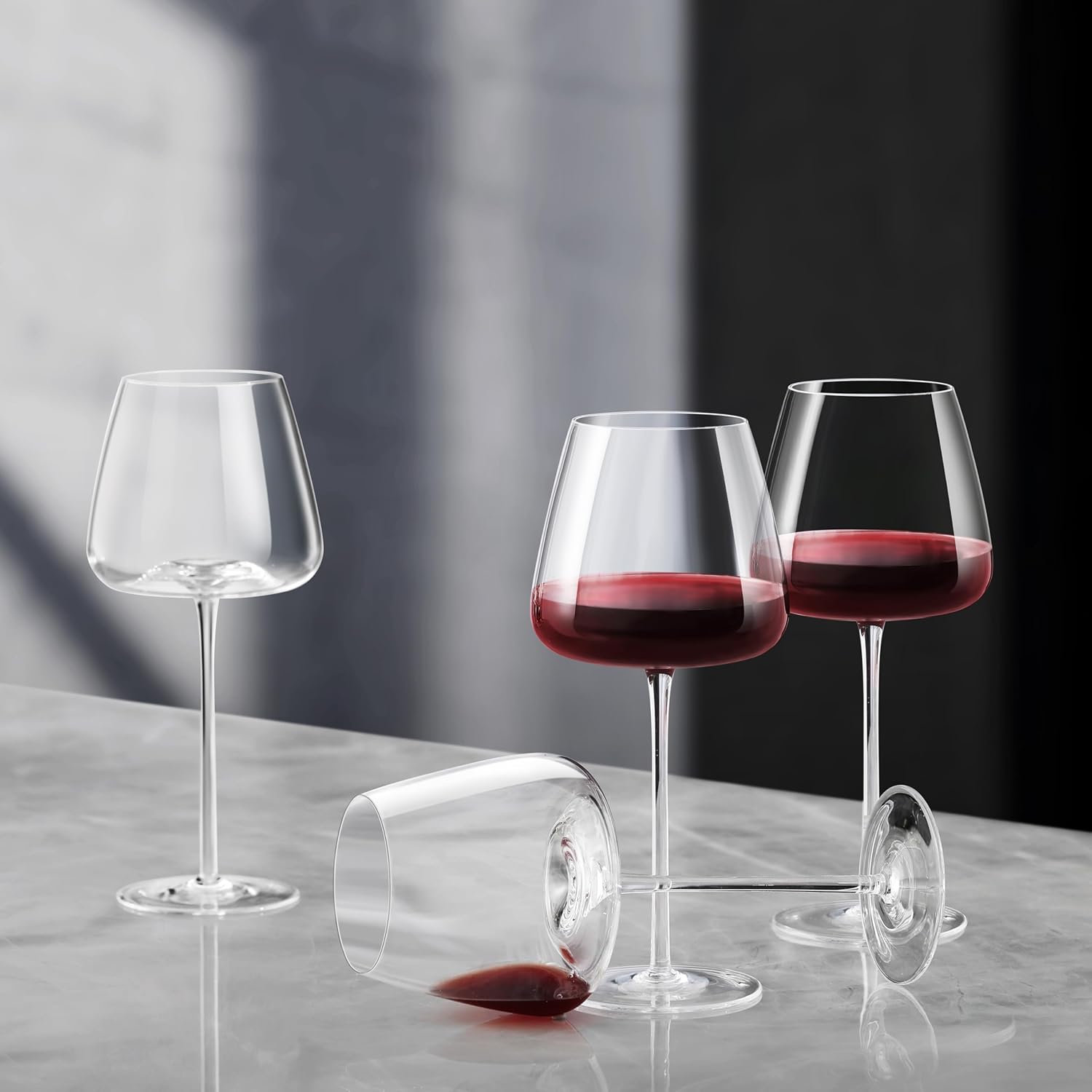 Red Wine Glasses Set of 4, Hand Blown Premium Crystal Wine Glass 18oz, Thin Rim, Long Stem White Wine Glasses for Wedding, Christmas, Birthday Gift