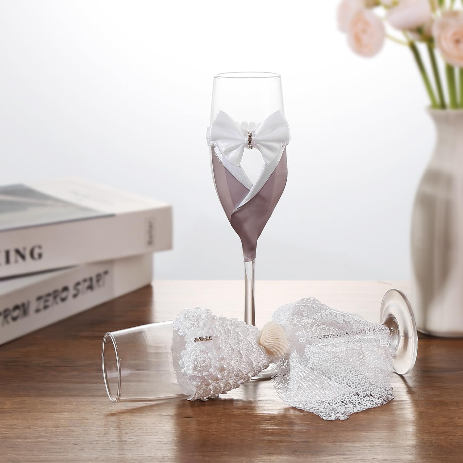 TRUE LOVE GIFT Wedding Champagne Glasses Wedding Toasting Flutes Bride and Groom Bridal Shower GIfts