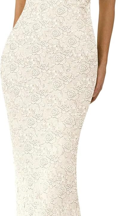 PRETTYGARDEN Summer Dresses for Women 2025 Lace Floral Bodycon Semi Formal Party Wedding Guest Boho Maxi Dress