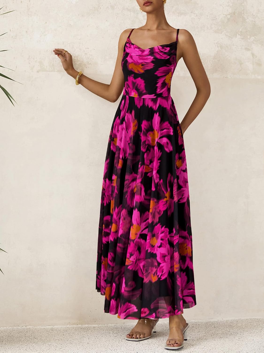 BTFBM Women Summer Floral Maxi Dresses Elegant Spaghetti Strap Dress Printed Party Dress Beach Long Dresses