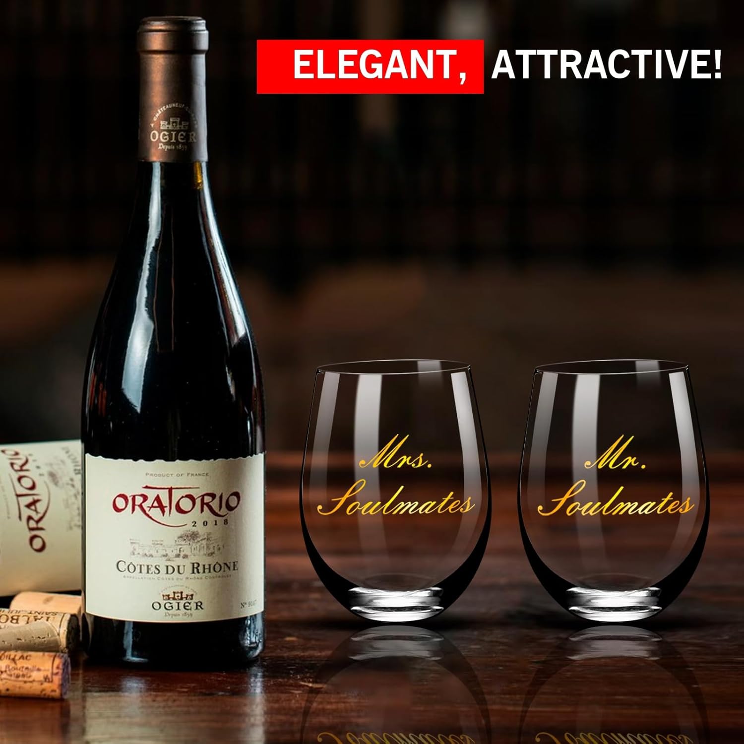 Mr & Mrs Wine Glasses Set of 2, Champagne Wedding Gifts Sets for Bridal Shower,Engagement Gifts for Couples Newlyweds Anniversary with Elegant Keepsake Box