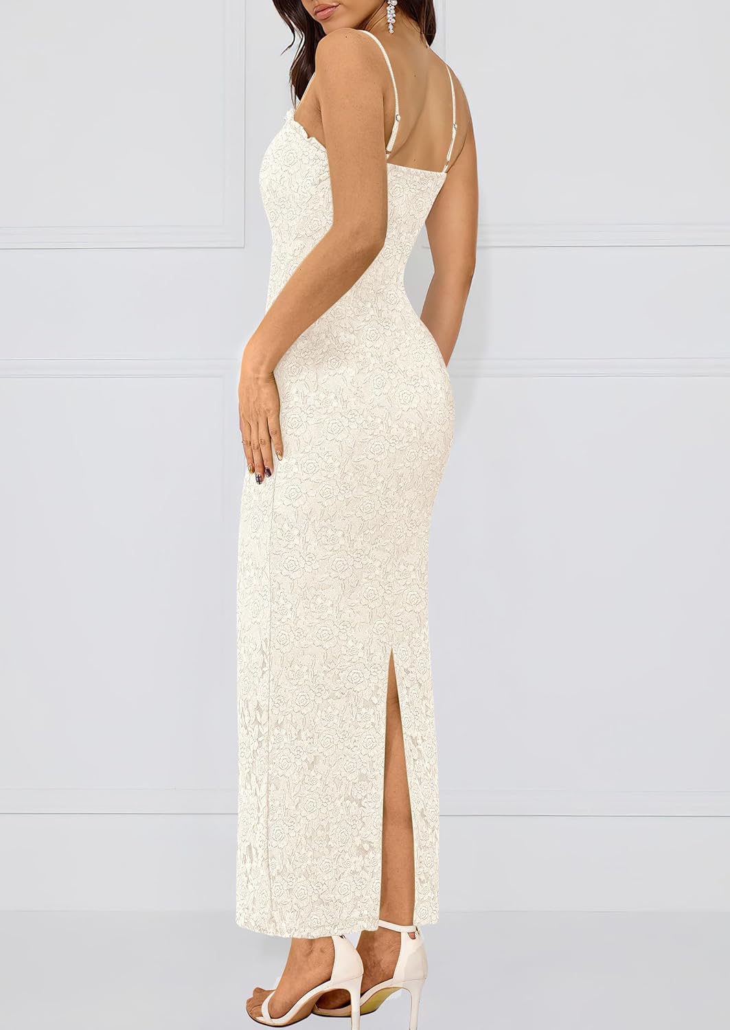 PRETTYGARDEN Summer Dresses for Women 2025 Lace Floral Bodycon Semi Formal Party Wedding Guest Boho Maxi Dress