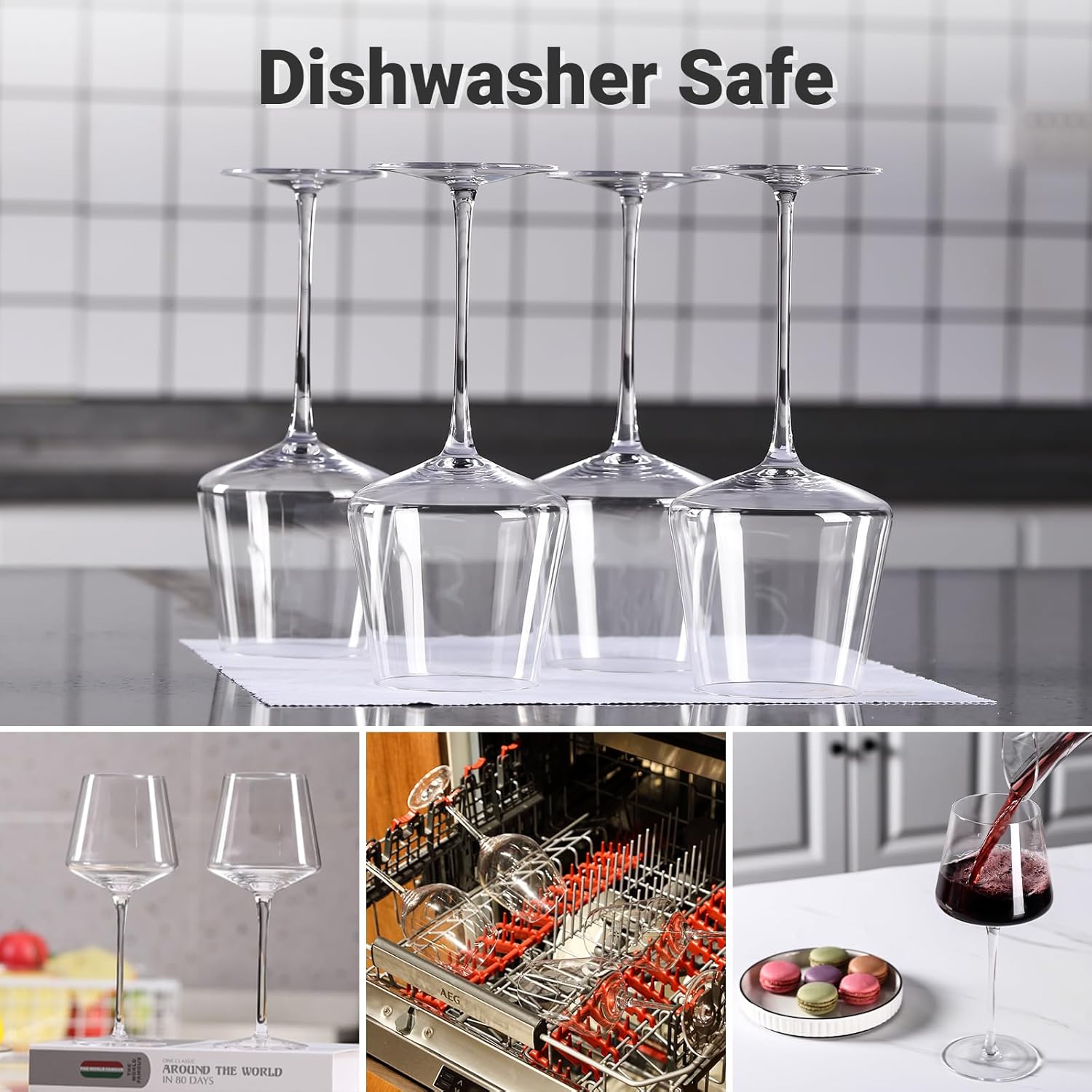 Physkoa Wine Glasses Set 6-18oz-LeadFree Wine Glass with Long Stem,Clear Stemmed Wine GlassesHandBlown Glassware Crystal Wine Gifts for Women Birthday Wedding