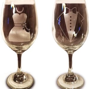 Laser Engraved Bride and Groom Glasses - 20 oz Wine Glasses - Wedding Toasting Set of 2 - Couples Gifts - Engagement Gift - Original Wedding Gifts - Custom Wedding