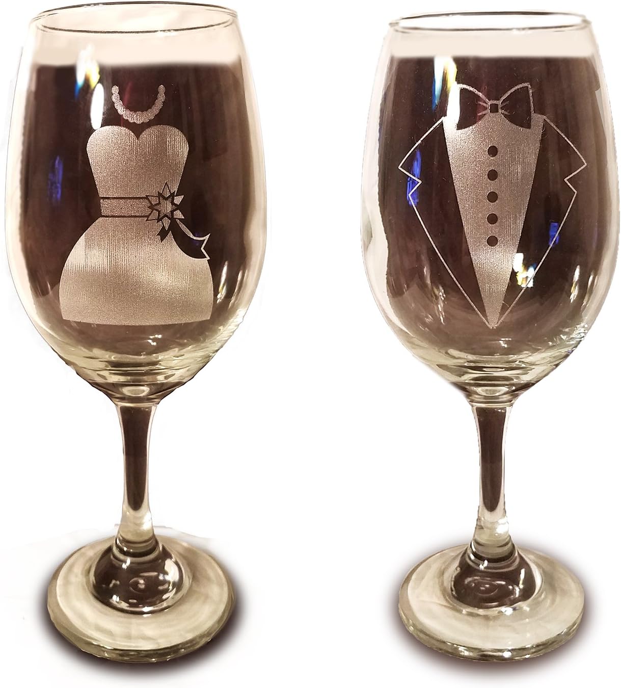Laser Engraved Bride and Groom Glasses - 20 oz Wine Glasses - Wedding Toasting Set of 2 - Couples Gifts - Engagement Gift - Original Wedding Gifts - Custom Wedding