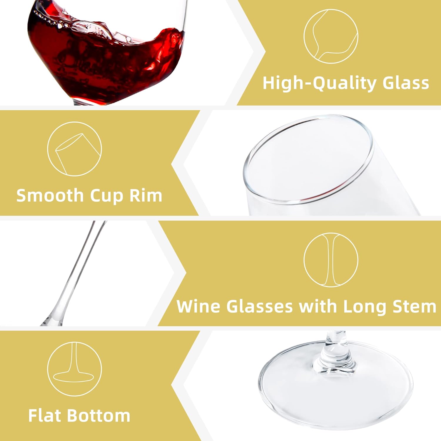 Wine Glasses Set of 12, 12oz Clear Red/White Wine Cup, Long Stem Wine Glasses for Party, Wedding and Home
