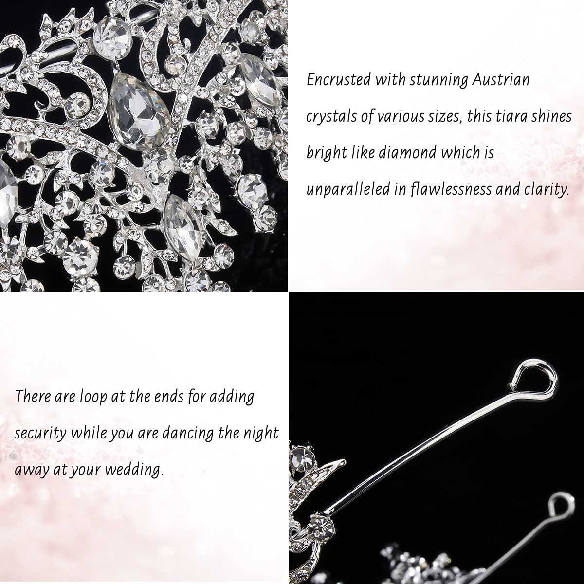 TOBATOBA Silver Wedding Crystal Tiaras and Crowns for Women, Bride Royal Queen Headband Princess Quinceanera Headpieces for Birthday Prom Pageant Party
