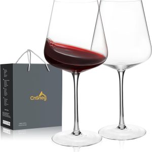 Crystal Wine Glasses Set of 2, Large Wine Glass 25OZ, Hand Blown, White/Red Wine Glasses for Wedding, Anniversary, Christmas