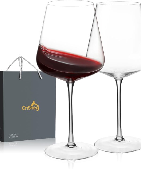 Crystal Wine Glasses Set of 2, Large Wine Glass 25OZ, Hand Blown, White/Red Wine Glasses for Wedding, Anniversary, Christmas