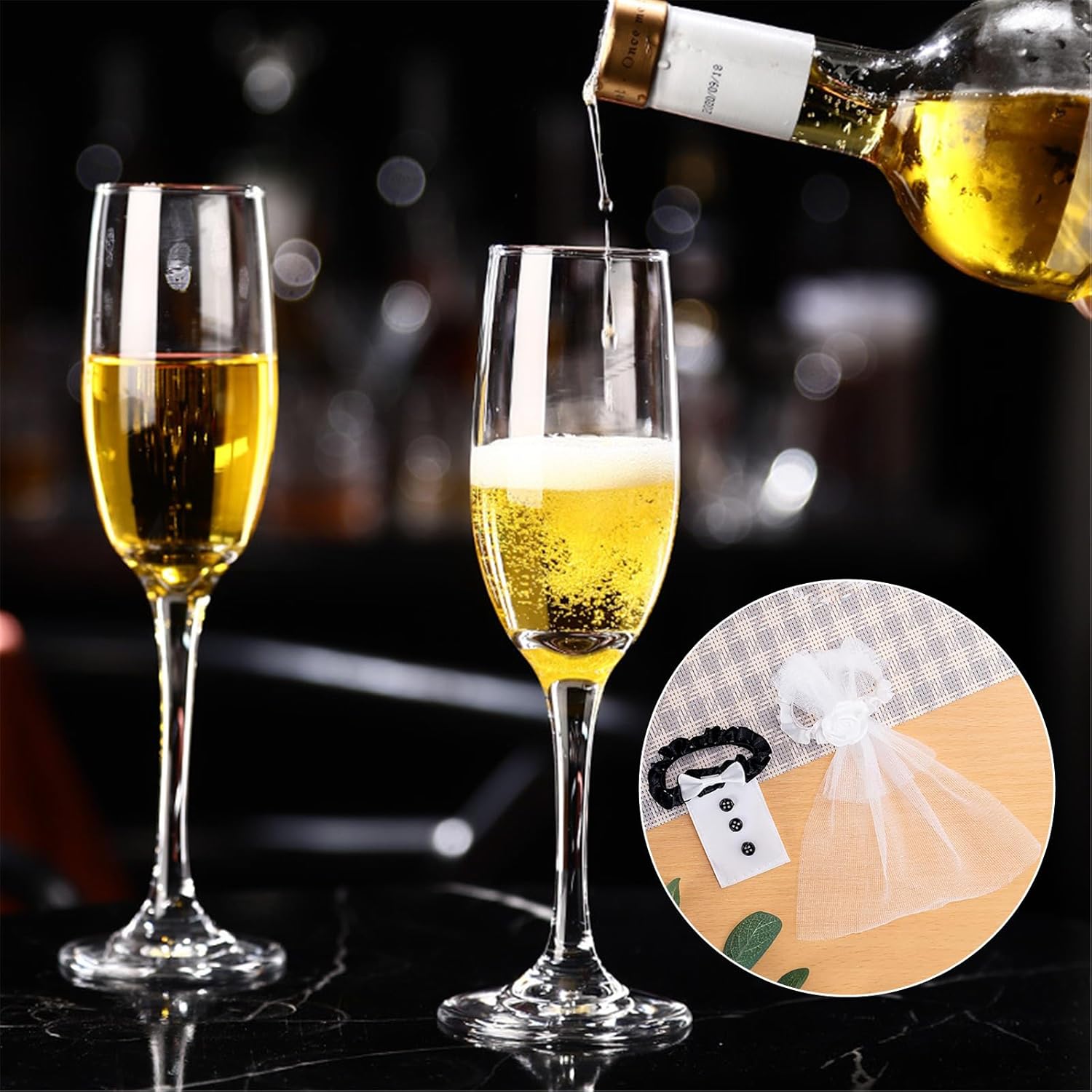 hhfvvda 2 Pack Marriage Bride Groom Wine Cups Wrap Exquisite Toast Glass Accessories Wedding Glasses Cups Decoration for Men Women Champagne Bottle Wraps