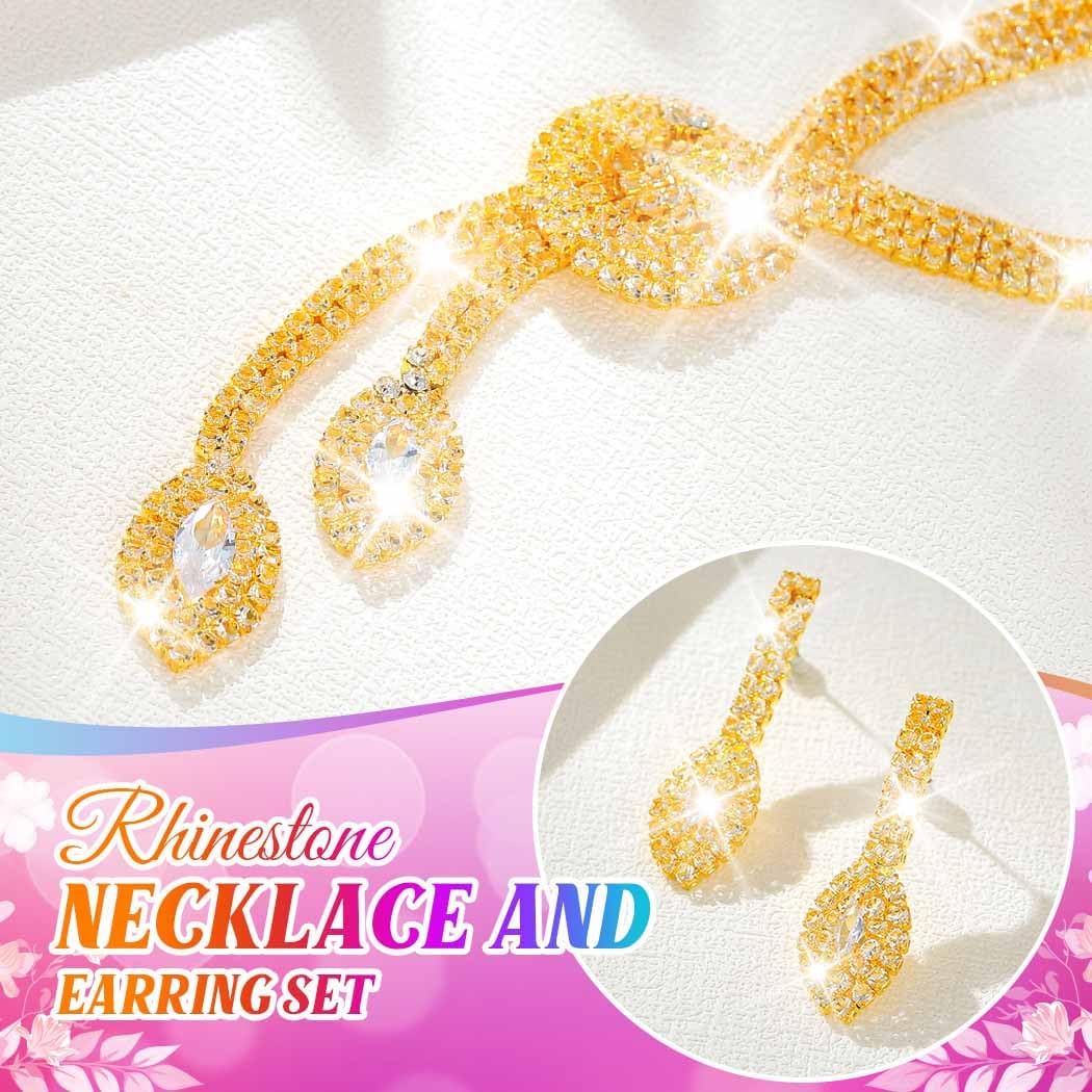 Unicra Silver Rhinestone Bridal Wedding Jewelry Set Crystal Necklace Earrings Sets Formal Prom Costume Jewelry Sets for Women and Brides