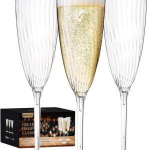 Plastic Champagne Flutes, 36 PCS Clear Disposable Wine Glasses Reusable Plastic Cocktail Cups for Home Daily Life Party Birthday Wedding Toasting Drinking Champagne(6 oz)