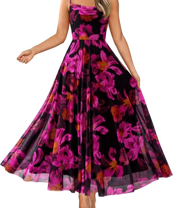 BTFBM Women Summer Floral Maxi Dresses Elegant Spaghetti Strap Dress Printed Party Dress Beach Long Dresses