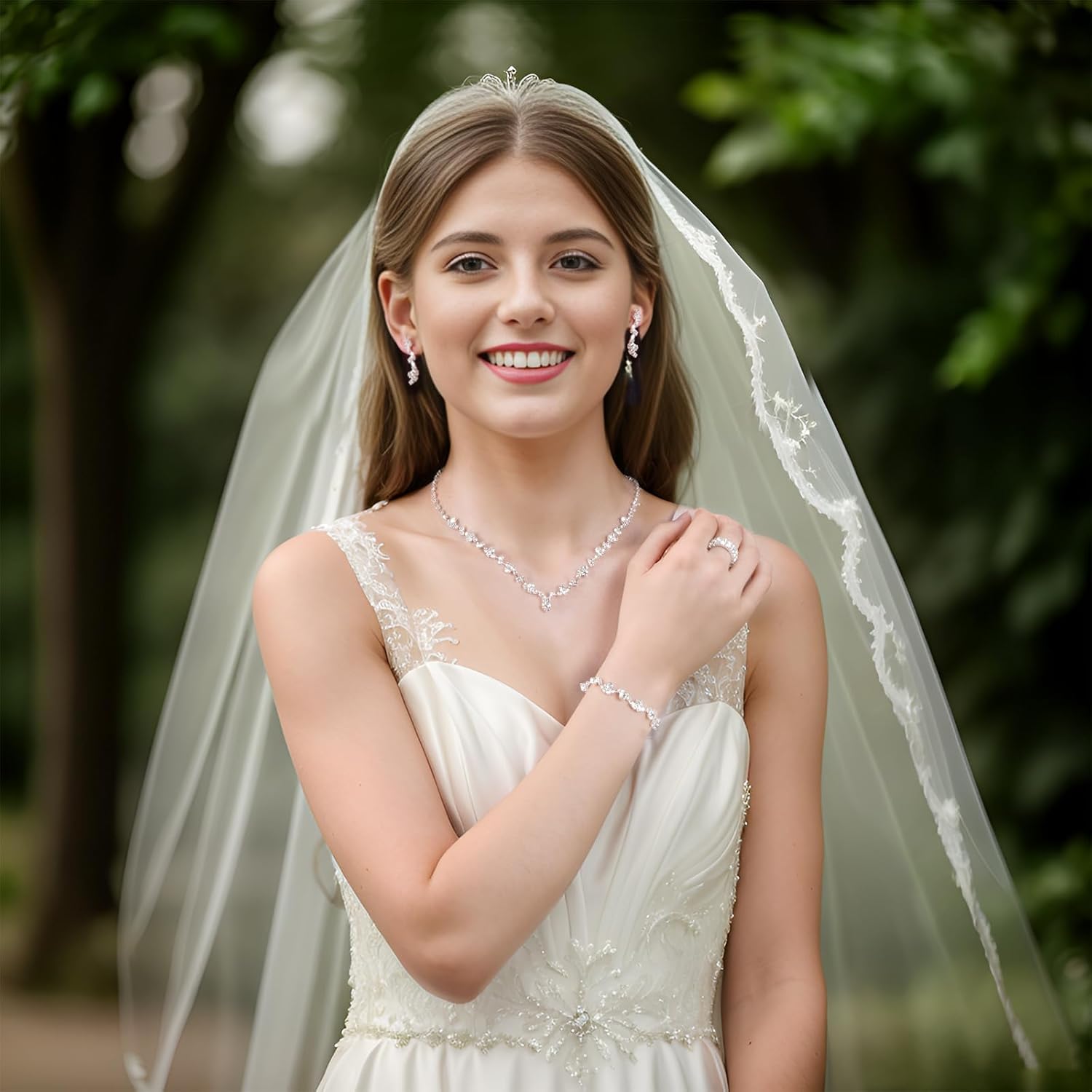 5 Pcs Women Purse Rhinestone Wedding Jewelry Set Crystal Bridal Necklace Bracelet Earrings Ring Clutch Purse Evening Bag Handbag for Brides Bridesmaid Wedding Halloween Evening Party