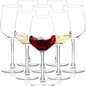 Wine Glasses Set of 8, 12oz Clear Red/White, Long Stem Wine Glasses for Party, Wedding and Home