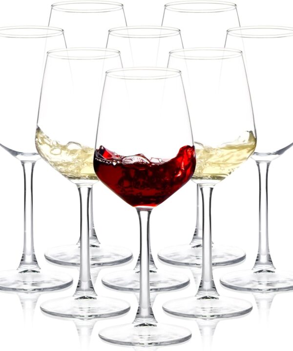 Wine Glasses Set of 8, 12oz Clear Red/White, Long Stem Wine Glasses for Party, Wedding and Home