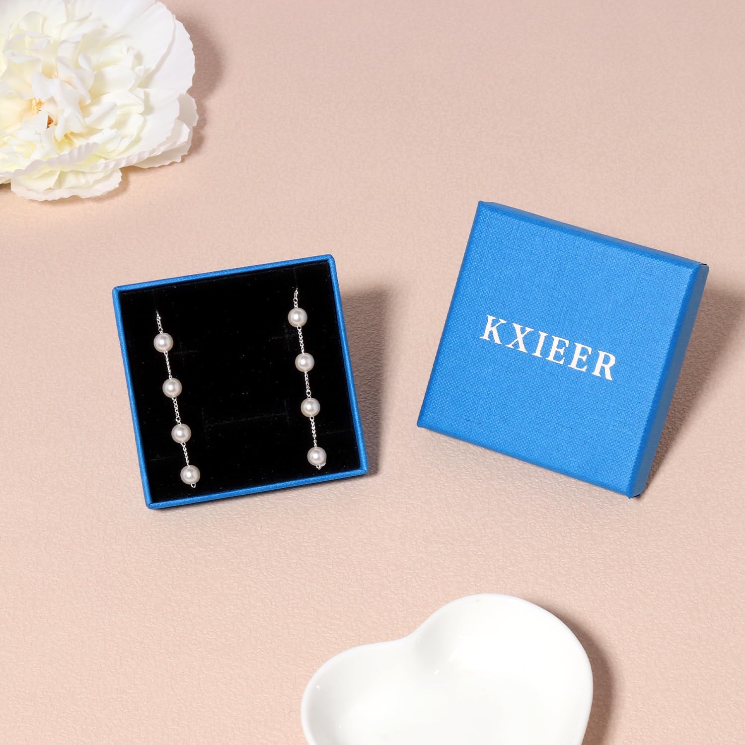 Gold Jewelry Set for Women, Dainty 14K Gold/Silver Plated Pearl Necklace and Earring Set with Drop Earrings, Bracelets, Choker Necklace – Wedding Jewelry Gift