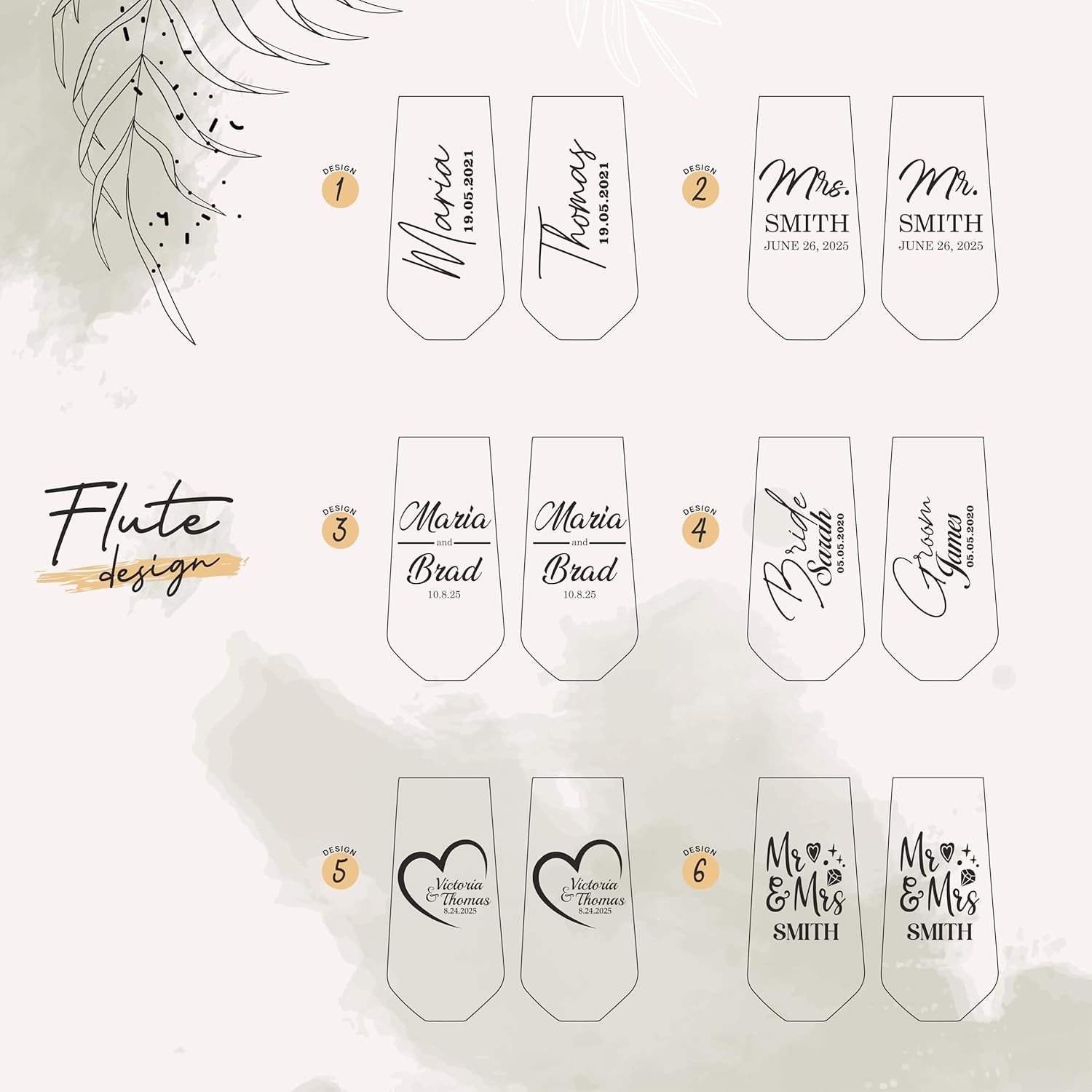 Personalized Wedding Champagne Flutes Set Custom Mr and Mrs Toasting Glasses with Wooden Gift Box Engraved Bride and Groom Glassware for Engagement, Wedding