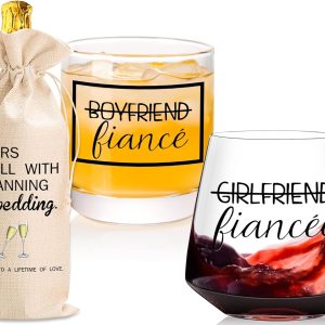 Engagement gifts for couples gifts for Newly Engaged,2025 Engagement present for Her Fiance Fiancee wine glasses for Women,Mr Mrs Gifts engaged gifts for Bridal,Women Engagement Gifts