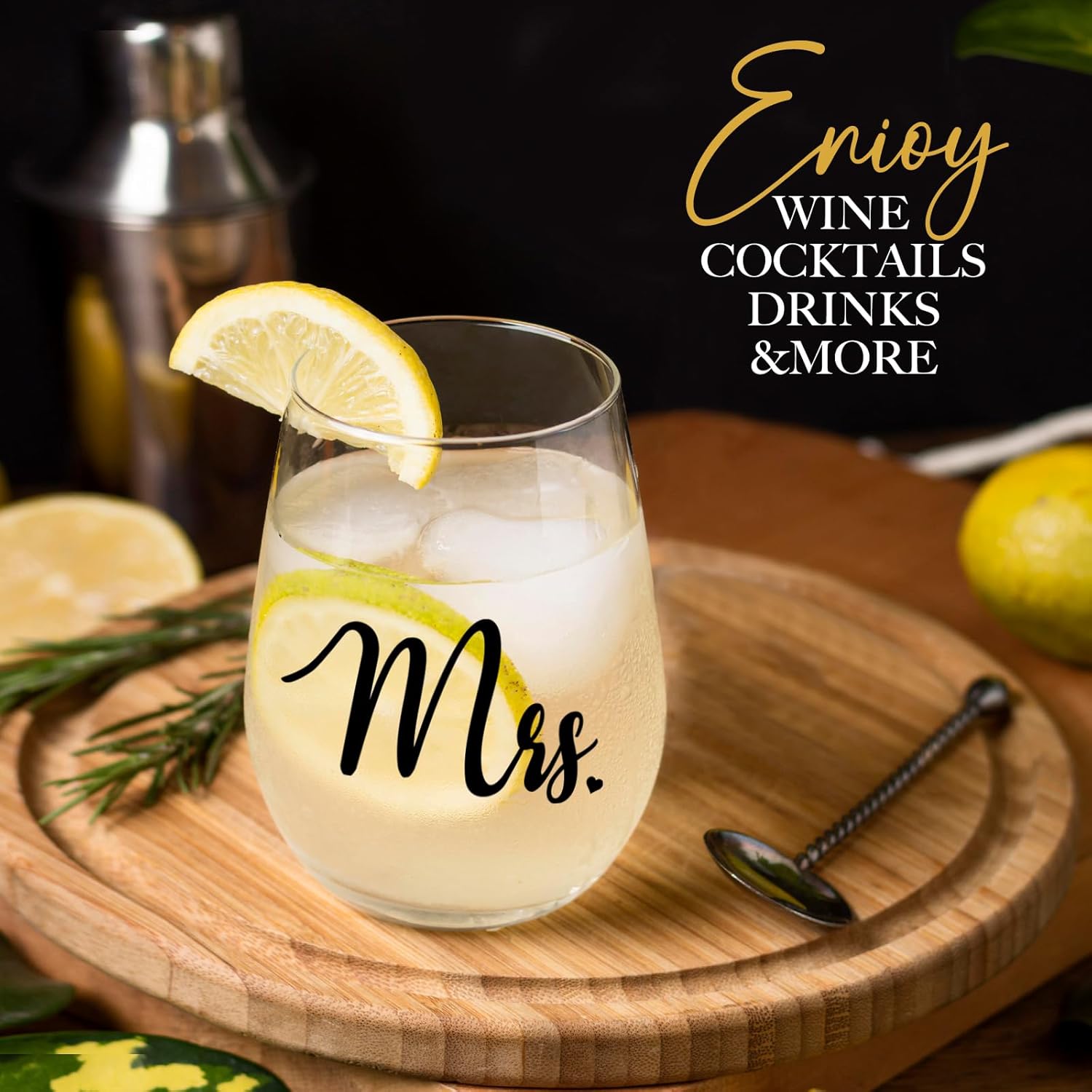 Mr and Mrs Wine Glass Gift for Couples, Newlyweds, Friends, Personalized Wedding Gifts 2025, Bridal Shower Gift for Bridal, Stemless Wine Glass and Whiskey Glass Set-1