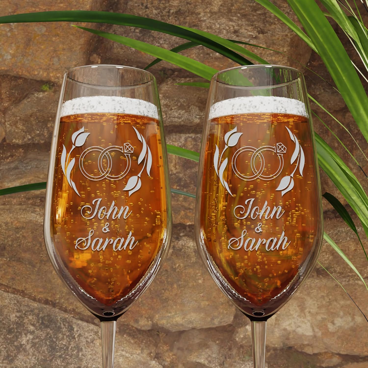 Personalized Champagne Flutes – Set of 2 – Custom Wedding Glasses – Bride & Groom Wedding Gifts for Mr & Mrs – Engagement, Bridal Shower, Anniversary, Gift for Couple – Valentines Day Gift – 6 Designs