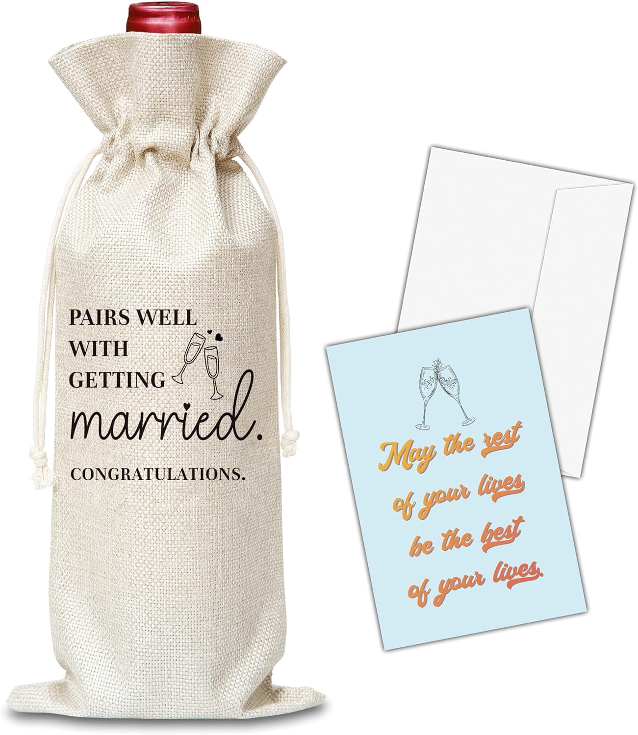 OICPYD Engegement Gifts For Couples, Bridal Shower Gifts Wine Bag, Wedding Gifts For Newly Wed, Bride To Be, Mr And Mrs, Engagement Party Favors, 1 Pc Wine Bag With Greeting Card (G10)