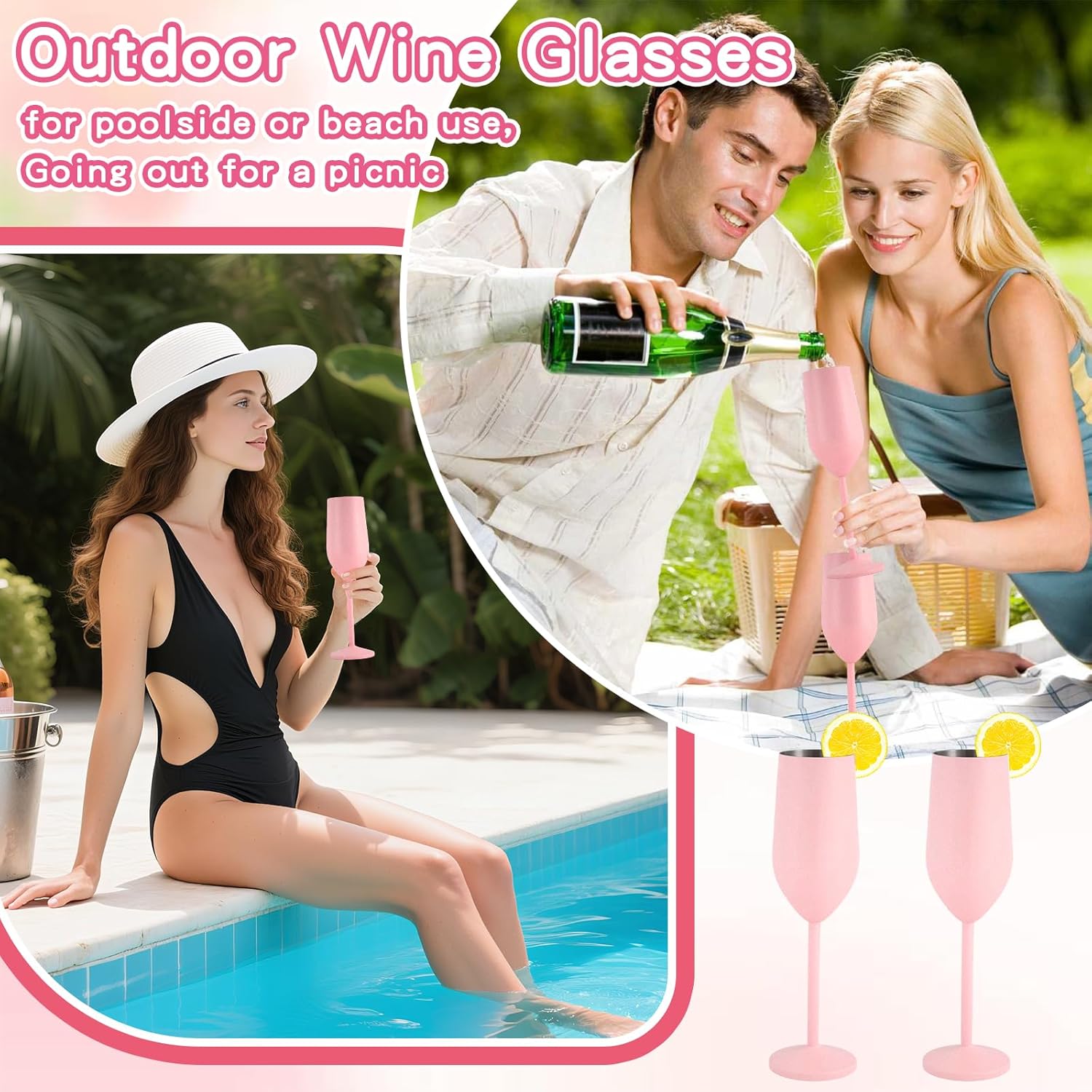 Stainless Steel Champagne Flutes Set of 2 8 oz Unbreakable Wedding Champagne Glasses for Bride & Groom, Ideal Gifts for Anniversary, Birthday, Christmas, Party Celebrations