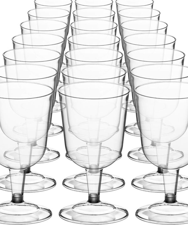 DecorRack 24 Wine Glasses, 6 Oz -BPA Free- Plastic Party Wine Cups, Perfect for Outdoor Parties, Weddings, Picnics, Stackable, Reusable, Disposable, Stemmed (Pack of 24)