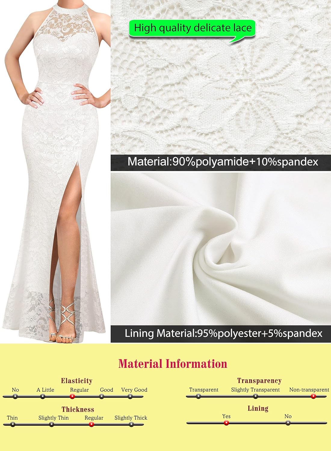 VFSHOW Womens Formal Sexy Halter High Slit Prom Wedding Guest Maxi Dress 2023 Illusion Sweetheart Neckline Evening Long Gown