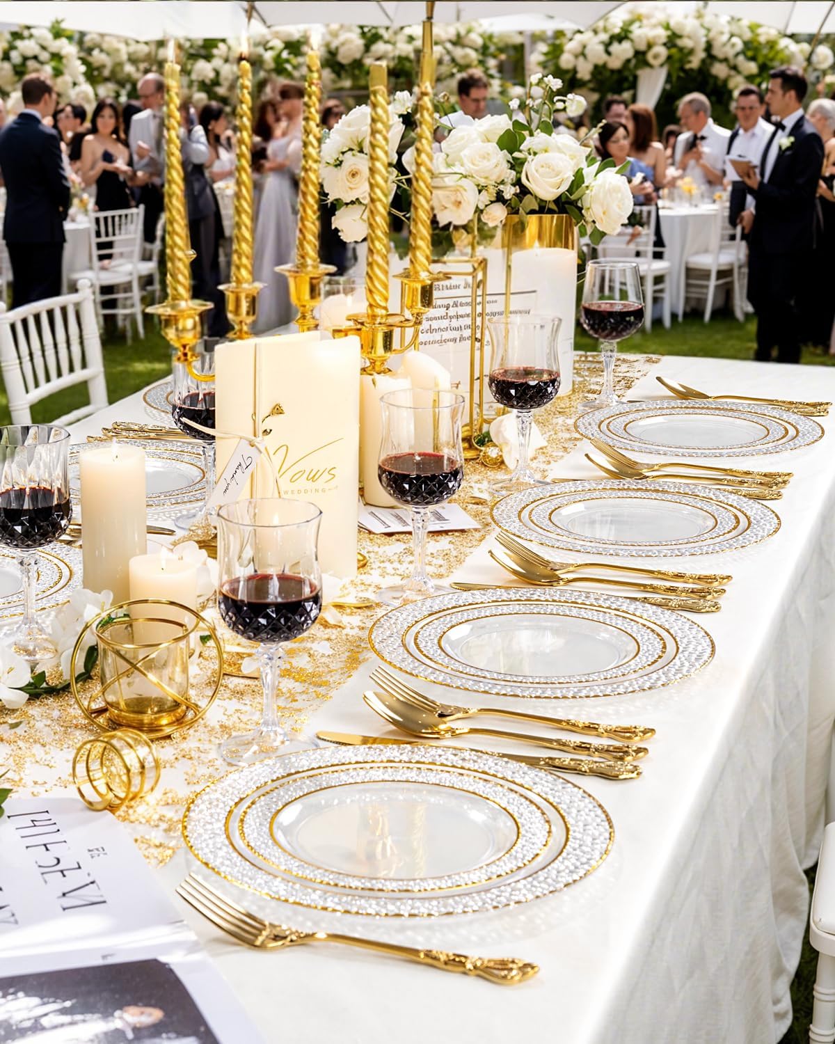 Ciaell 24PCS Plastic Wine Glasses – 7 Oz Plastic Goblets for Party – Clear Vintage Drinking Glasses – Disposable Water Goblets Set for Wedding, Bar, Wine, Beer, Juice, Cocktail, Whiskey