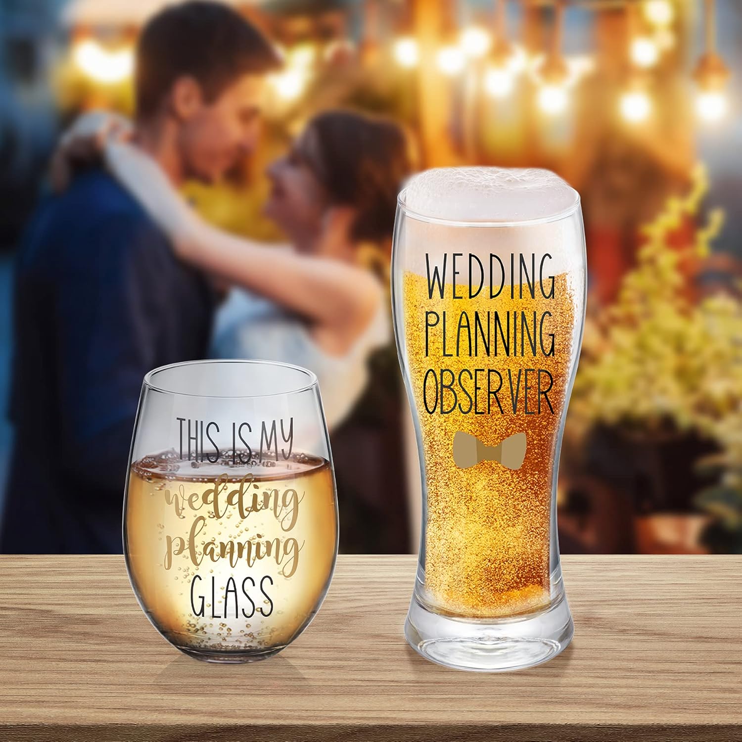 This is My Wedding Planning Glass Set, Engagement Gifts for Couples, Mr & Mrs, Anniversary, Wedding Gift for Newlyweds, Bride and Groom, Bridal Shower Gift Set